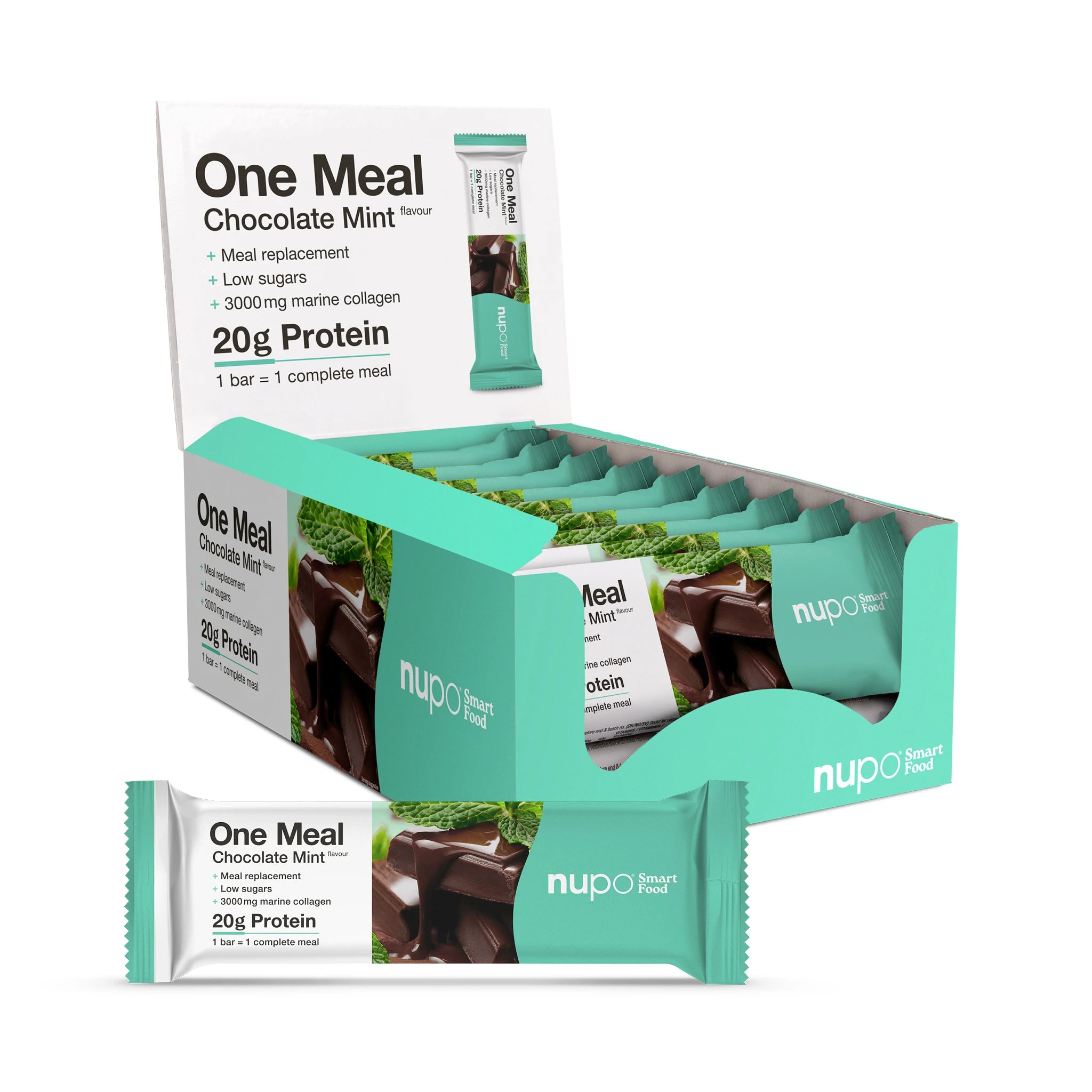Nupo One Meal Bar Chocolate Mint måltidsersättning bar paket