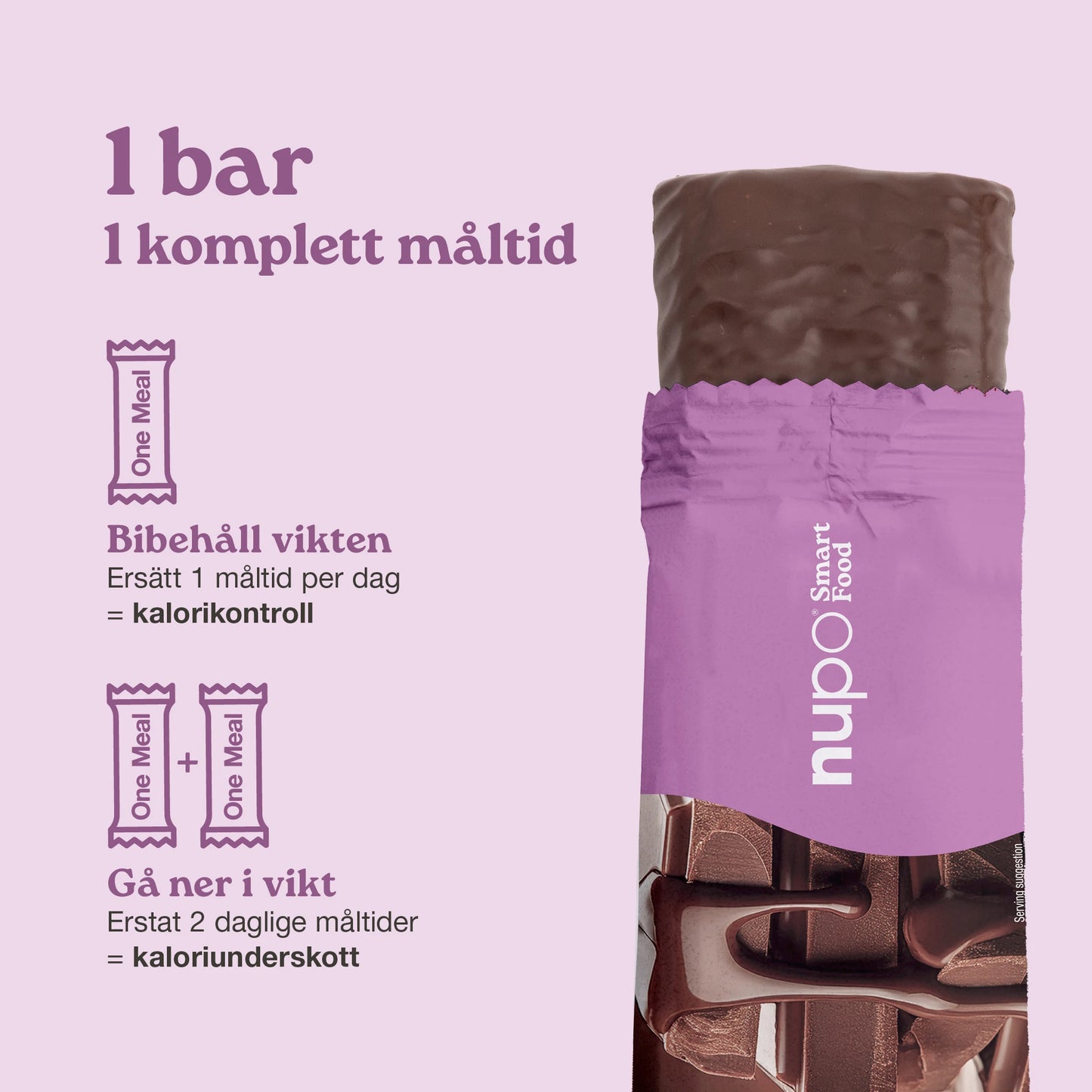 Nupo One Meal Bar Chocolate måltidsersättning bar stående