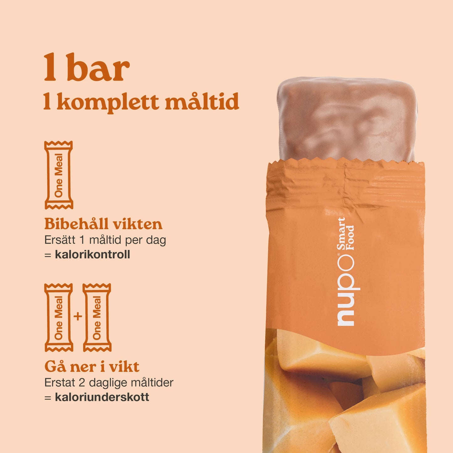 Nupo One Meal Bar Toffee Crunch måltidsersättning bar – komplett måltid med 202 kcal