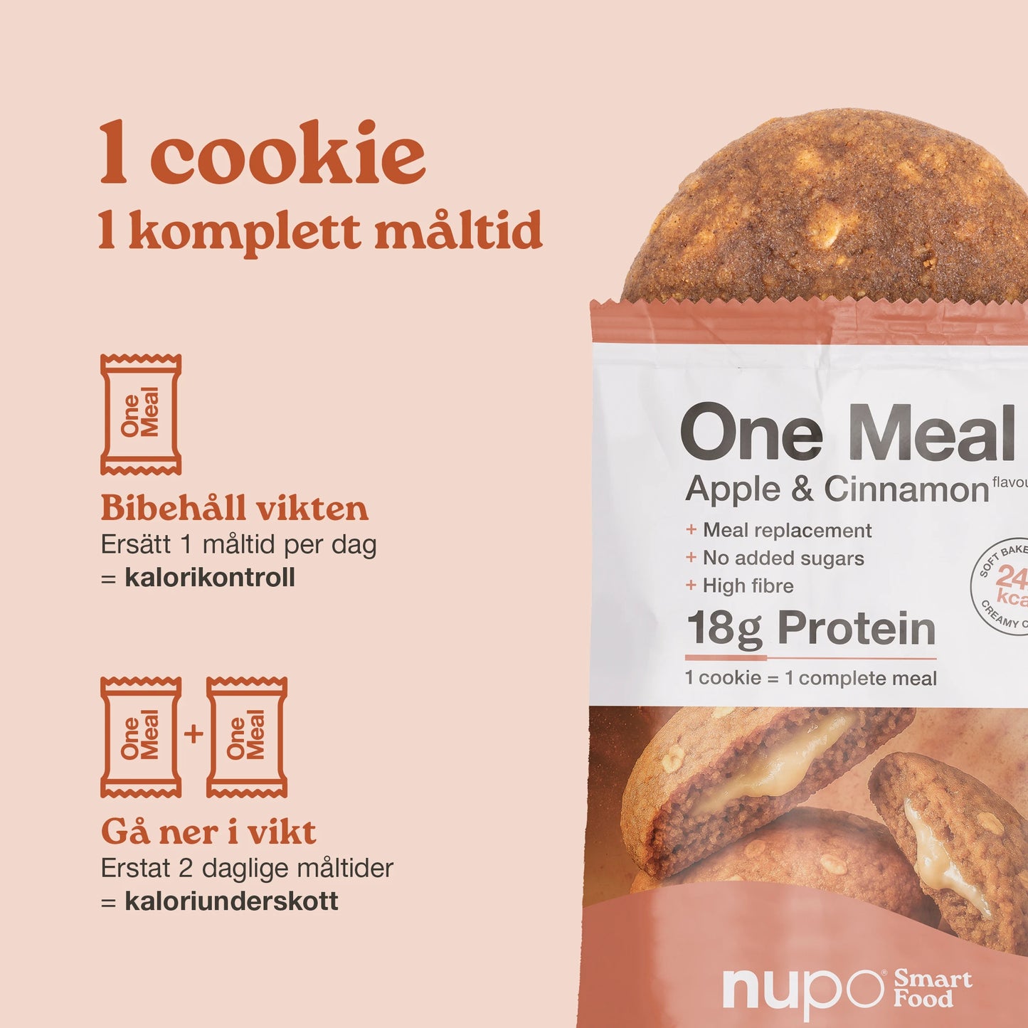 Nupo One Meal Bar Apple & Cinnamon fördelar högt protein fibrer