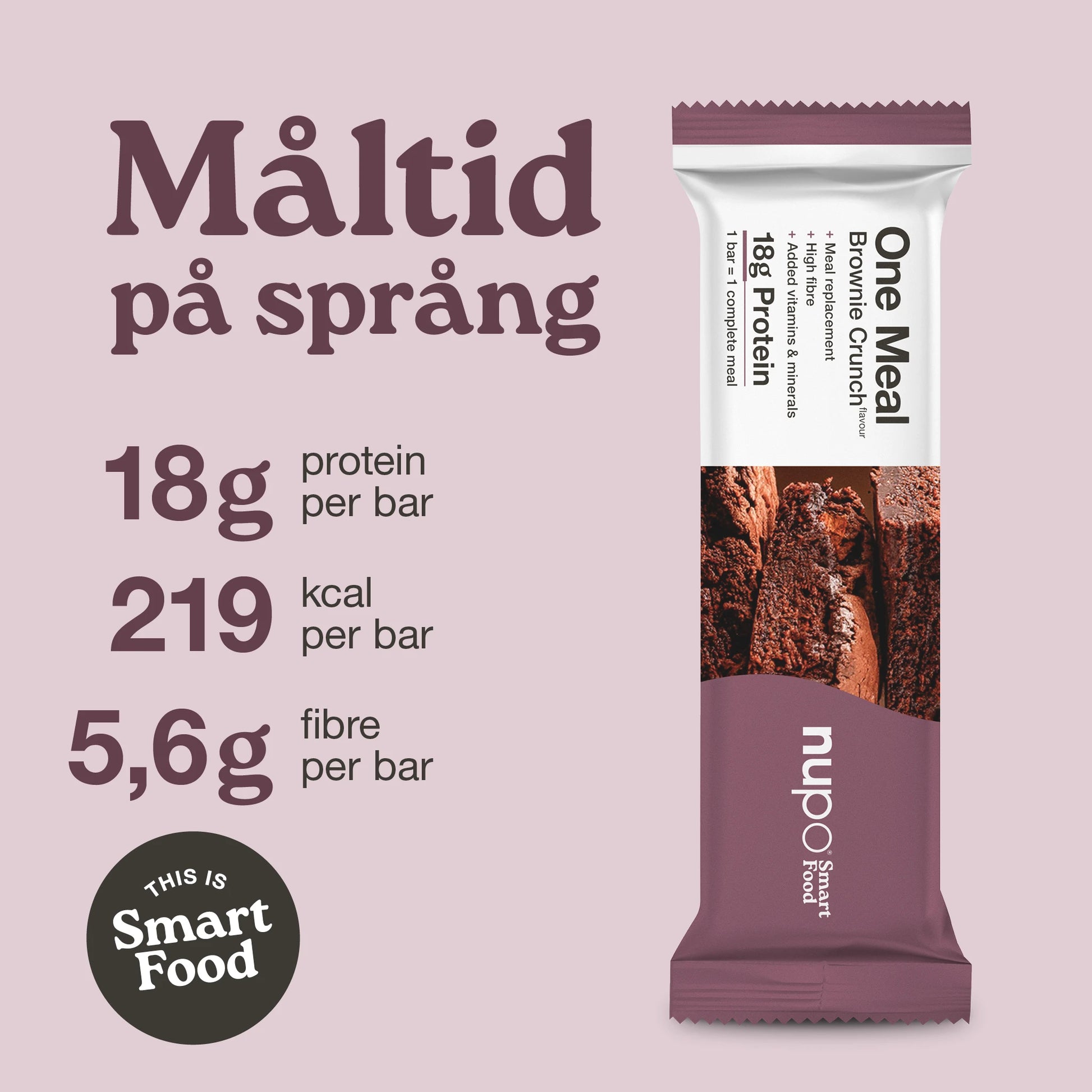 Nupo One Meal Bar Brownie Crunch näringsvärde protein fibrer vitaminer