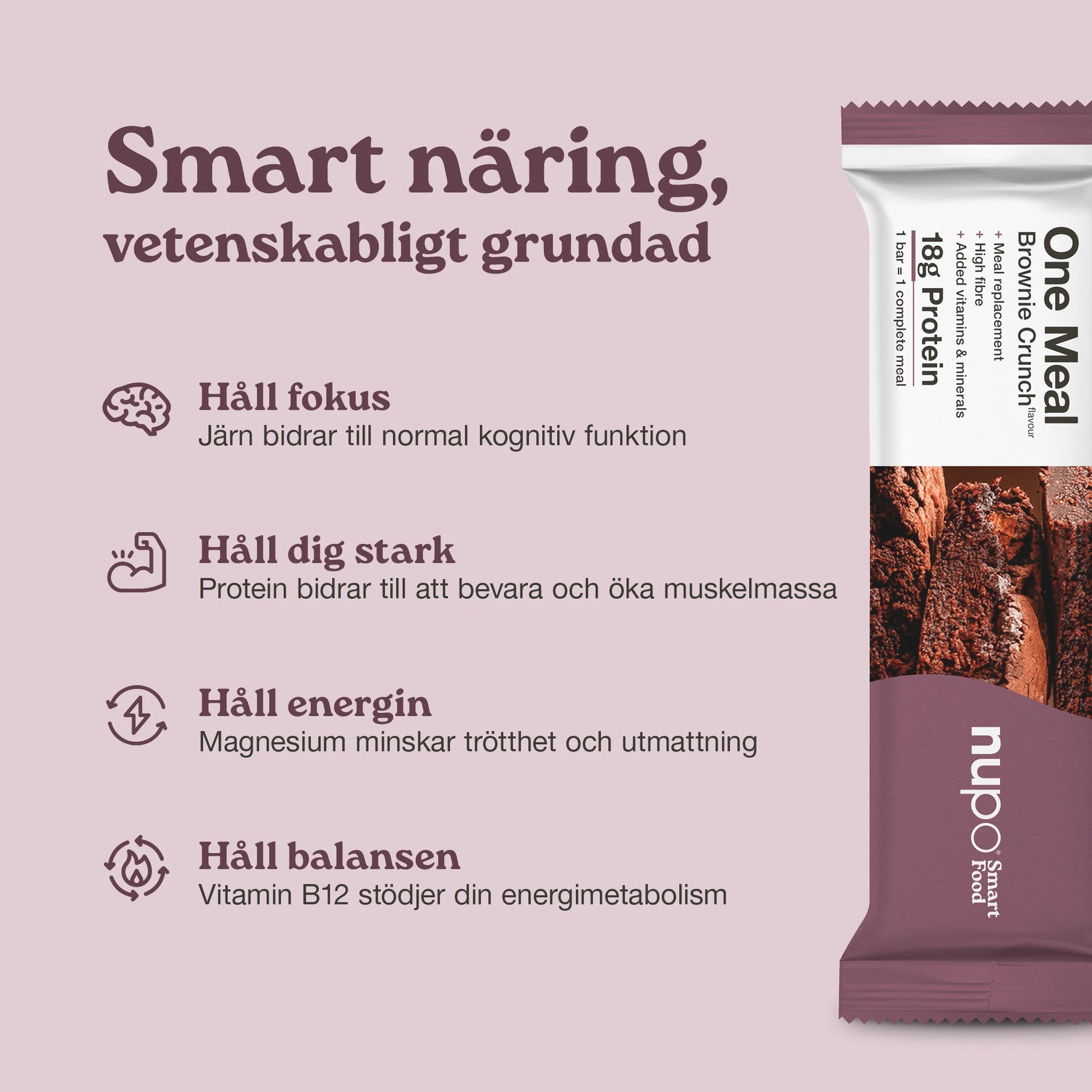 Nupo One Meal Bar Brownie Crunch med brownie bitar
