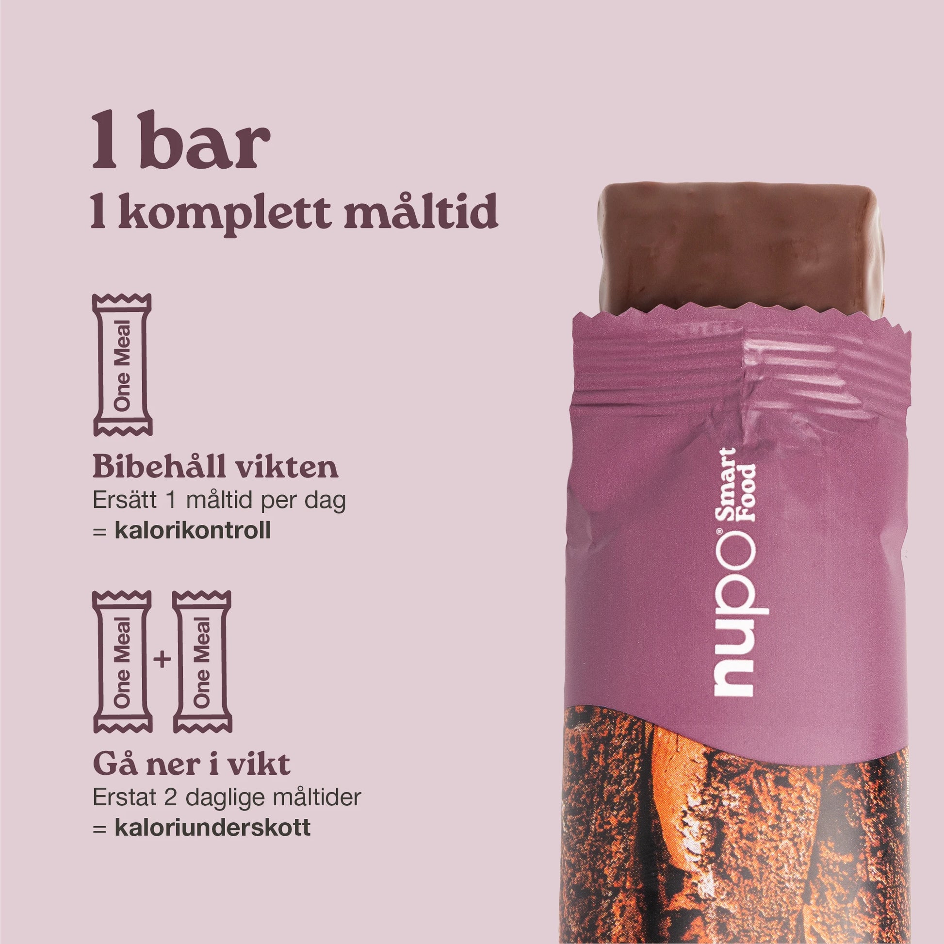 Nupo One Meal Bar Brownie Crunch måltidsersättning bar stående
