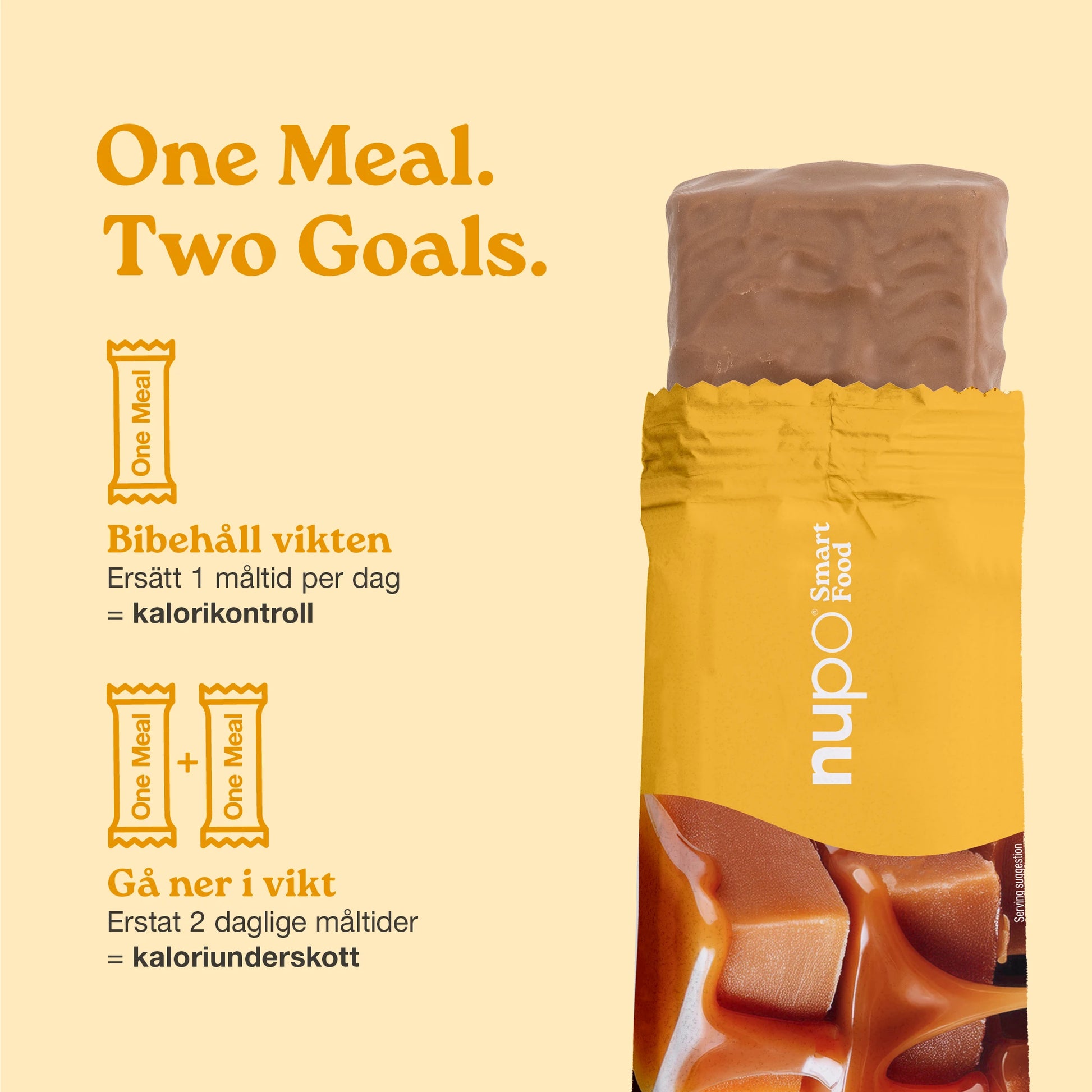 Nupo One Meal Bar Caramel måltidsersättning bar stående