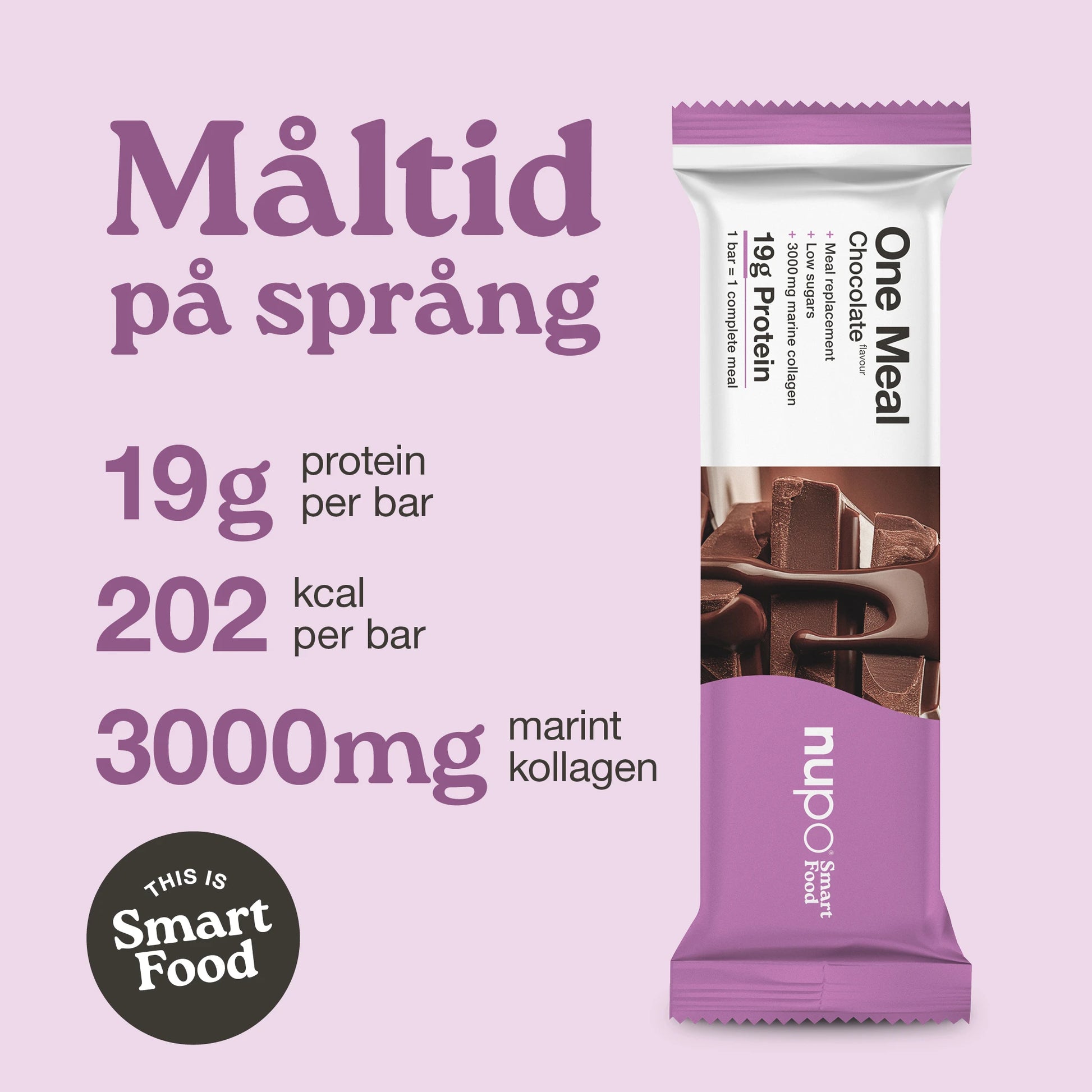 Nupo One Meal Bar Chocolate näringsvärde protein fibrer vitaminer