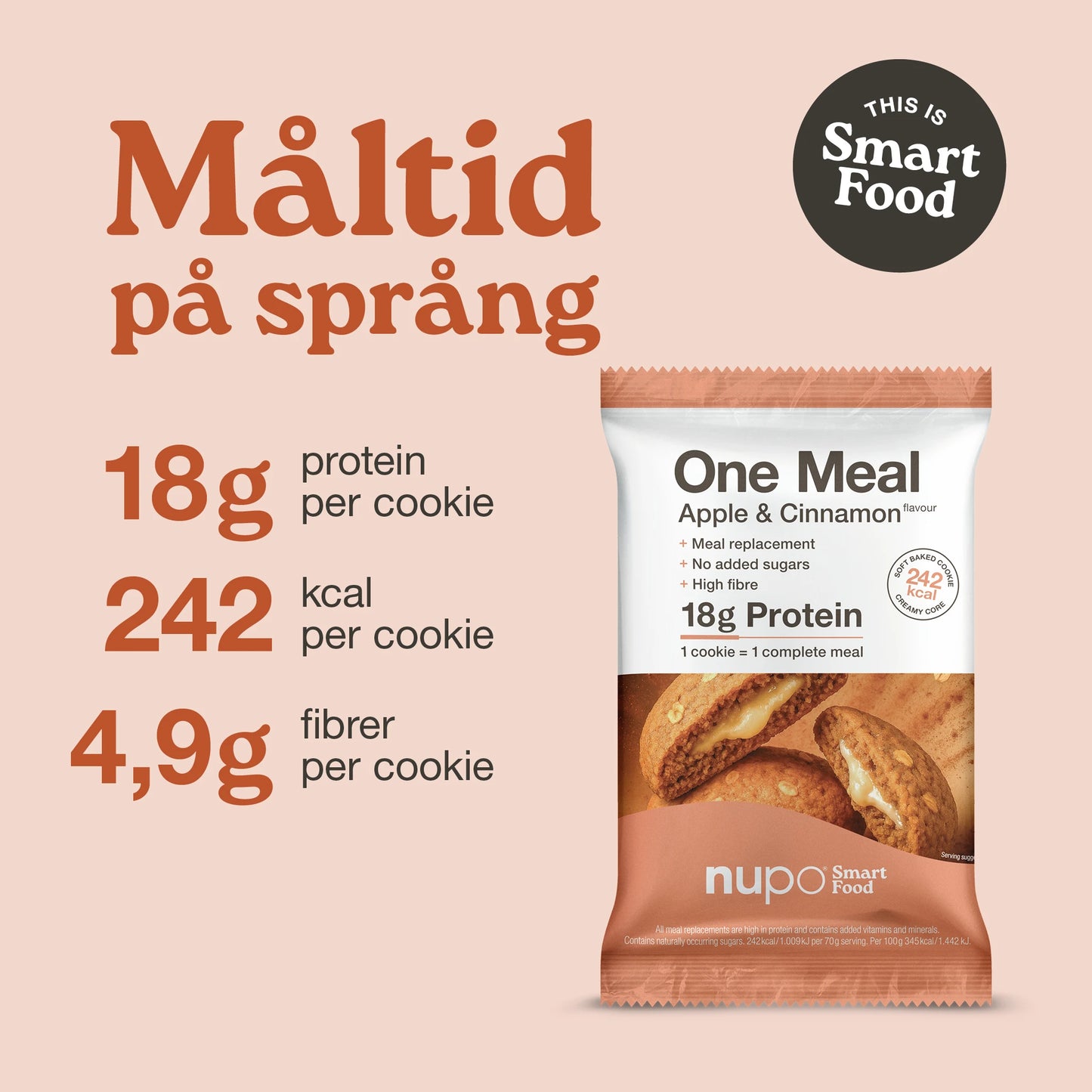 Nupo One Meal Bar Apple & Cinnamon näringsvärde protein fibrer vitaminer