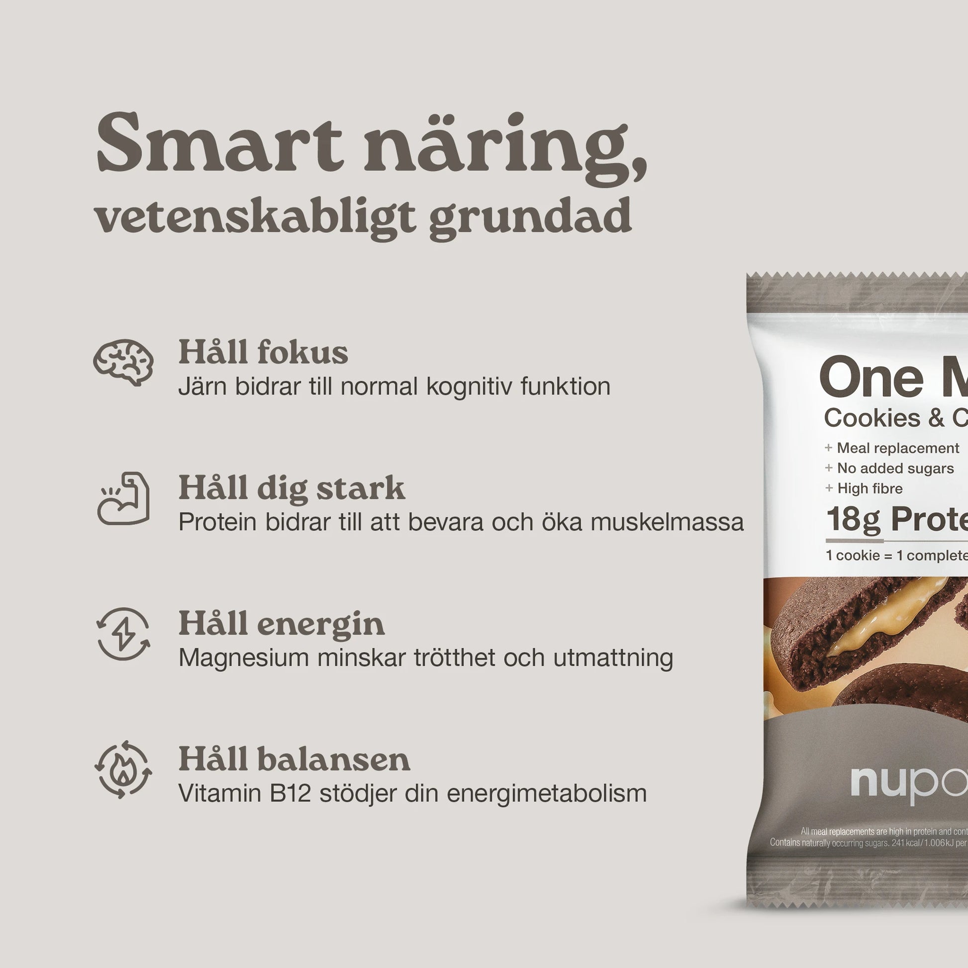 Nupo One Meal Bar Cookies & Cream med kex och grädde smak