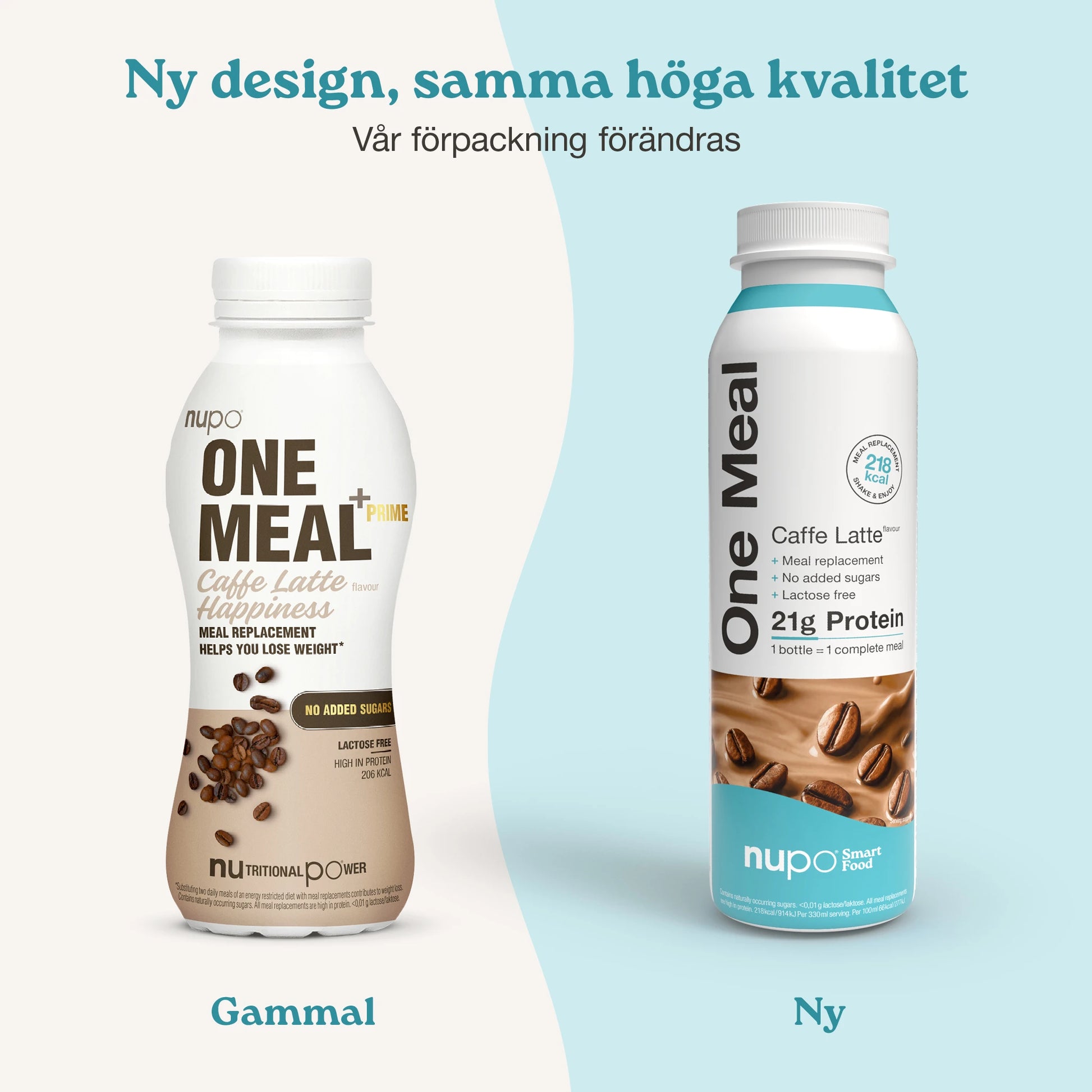 Nupo One Meal RTD Caffe Latte produkt och förpackning display