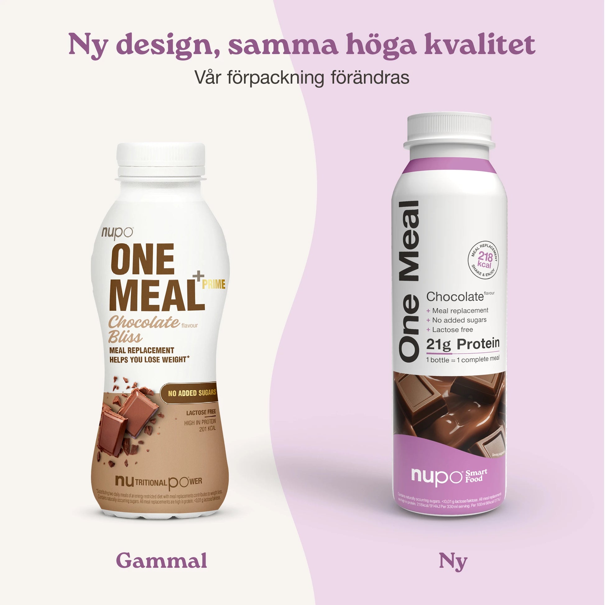 Nupo One Meal RTD Chocolate produkt och förpackning display